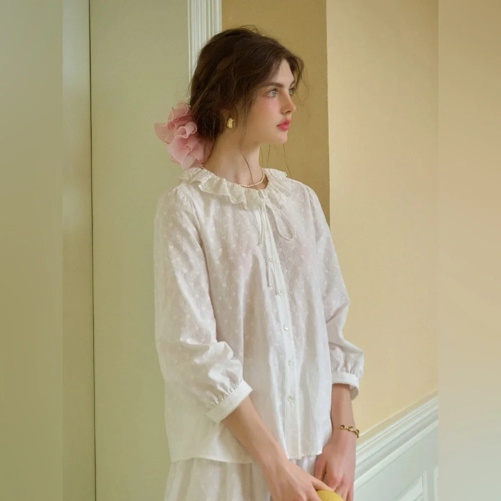 Ruffle collar blouse retro style NWT cottage core - Picture 2 of 6